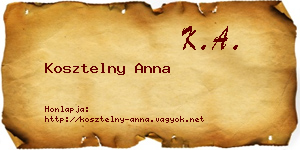 Kosztelny Anna névjegykártya