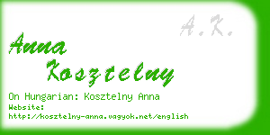 anna kosztelny business card